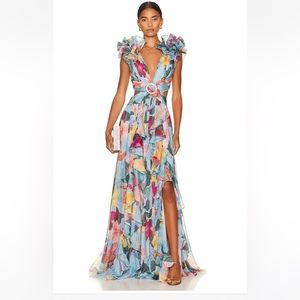 NWT PatBo Hibiscus Flutter Sleave dress Size 10 Retail $995